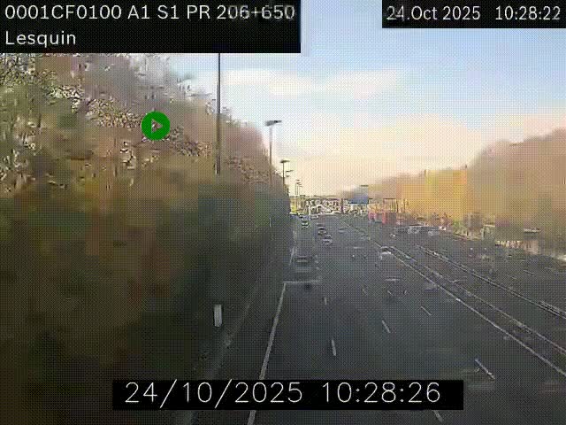 Webcam autoroute A1 à hauteur de Lesquin. Vue orientée vers Lille