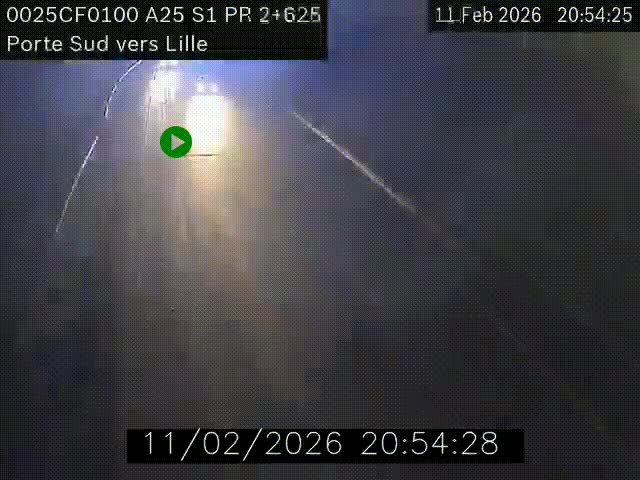 Webcam autoroute A25 sur le périphérique de Lille à hauteur de Lille-Sud et la sortie 3 Faches-Thumesnil. Vue orientée vers Lille-Centre.