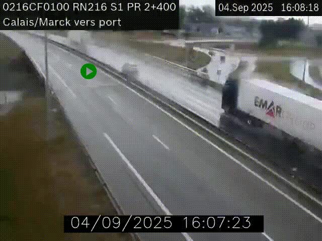 Webcam à Calais sur A216 (N216) en direction du port (harbour) de Calais.