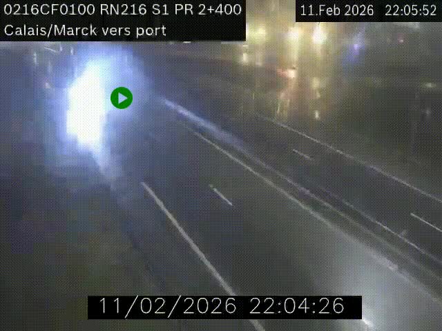 Webcam à Calais sur A216 (N216) en direction du port (harbour) de Calais.