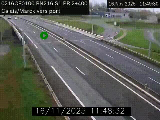 Webcam à Calais sur A216 (N216) en direction du port (harbour) de Calais.