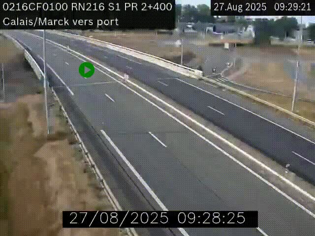 Webcam à Calais sur A216 (N216) en direction du port (harbour) de Calais.
