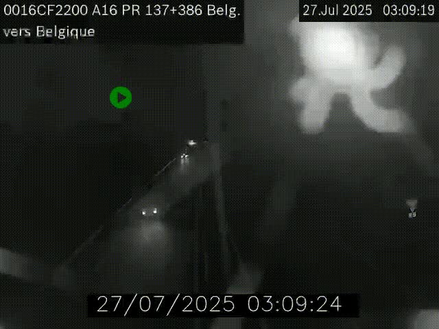Webcam à la frontière franco-belge au niveau de Bray-Dunes/De-Panne sur l'autoroute A16. Vue orientée vers la Belgique