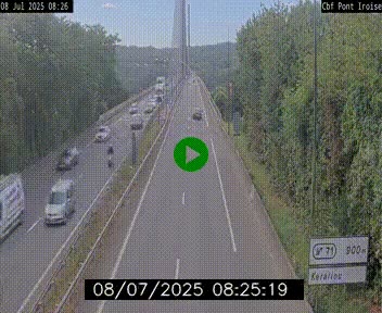 Webcam sur la N165 après le Pont de l'Iroise, à l'entrée de Brest