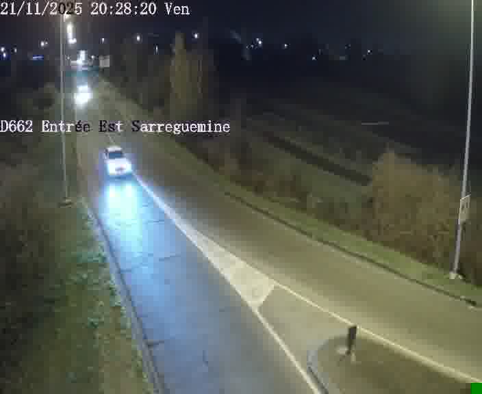 Point de vue trafic déployé sur D662 (France) à Sarreguemines, regardant vers Sarreguemines, aidant conducteurs et services à anticiper les flux.