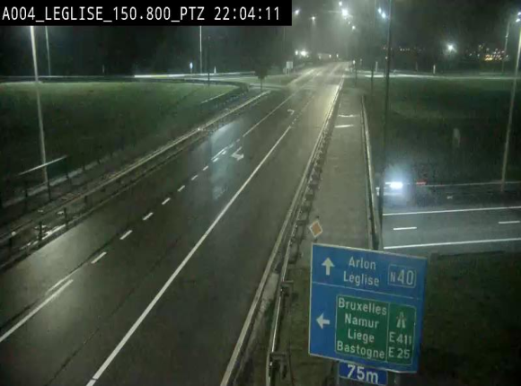 Webcam au-dessus de l'E411 sur la N40. Vue orientée vers Léglise en provenance de Neufchâteau