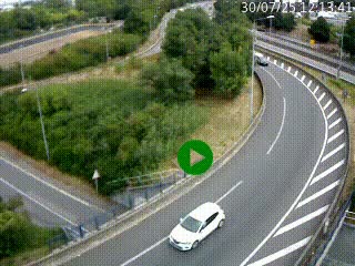 Caméra autoroute à la jonction entre l'A7 et la D301 (Boulevard urbain Sud de Lyon) à Feyzin, au sud de Lyon. Vue orientée vers Mions