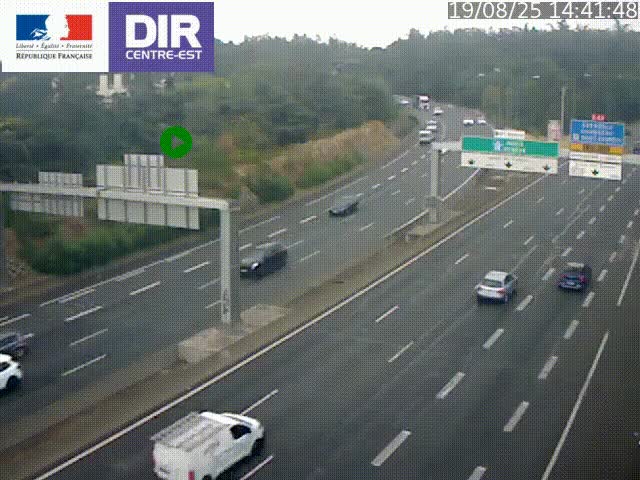 Caméra de circulation routière sur le boulevard périphérique Laurent Bonnevay de Lyon (D383) à hauteur de Bron, avant la jonction avec l'A43. Vue orientée vers l'échangeur
