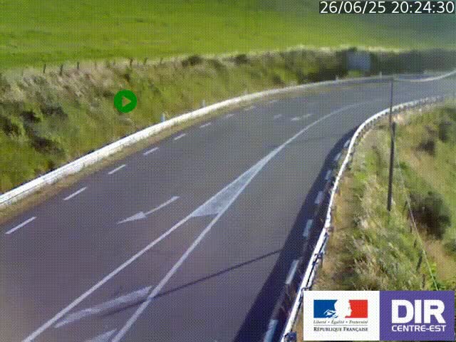 Webcam sur le col Pin Bouchain, vue orientée vers Roanne, en provenance de Lyon sur la nationale 7 (N7)
