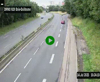 Webcam routière à hauteur de Bois-Guillaume en périphérie de Rouen. Vue orientée vers Rouen