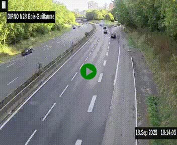 Webcam routière à hauteur de Bois-Guillaume en périphérie de Rouen. Vue orientée vers Rouen