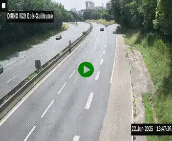 Webcam routière à hauteur de Bois-Guillaume en périphérie de Rouen. Vue orientée vers Rouen