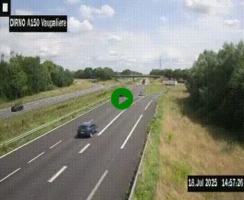 Webcam autoroute A150 à hauteur de La Vaupalière en périphérie de Rouen. Vue orientée vers Rouen