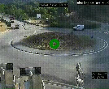 Webcam au nord d'Ax-les-Thermes au niveau de l'aire de chaînage de la N20. Vue orientée vers les Pyrénées, en direction de Pas de la Case