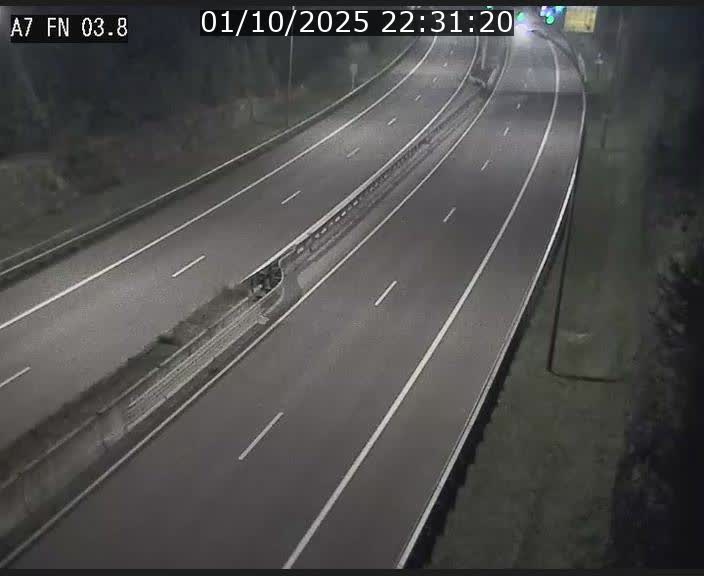 Caméra autoroute Luxembourg A7 - Passage à gibier Rëngelbour - direction Tunnel Stafelter