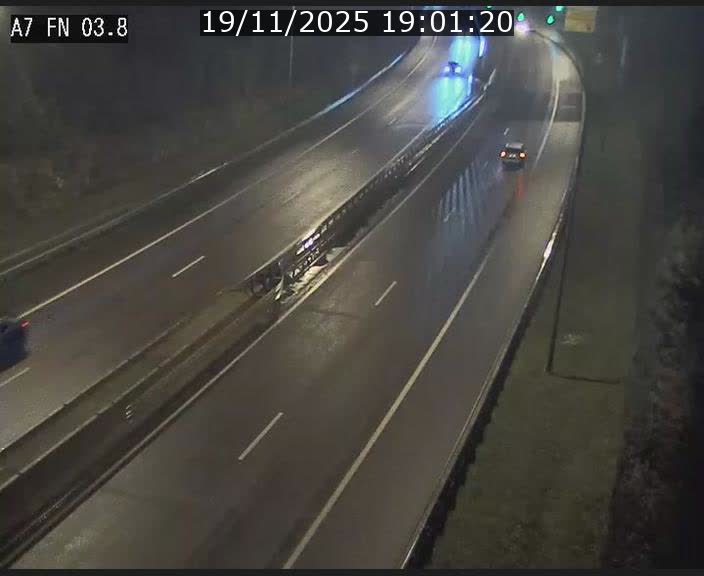 Caméra autoroute Luxembourg A7 - Passage à gibier Rëngelbour - direction Tunnel Stafelter