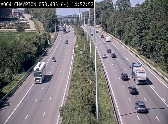 Webcam E411 à Champion, à proximité de Namur. Vue orientée vers Bruxelles