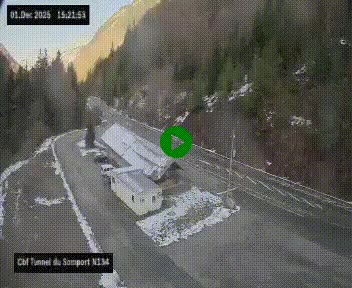 Webcam à l'entrée du tunnel du Somport, côté français, sur la N134, dans les Pyrénées, en direction de l'Espagne, à 1116 mètres d'altitude