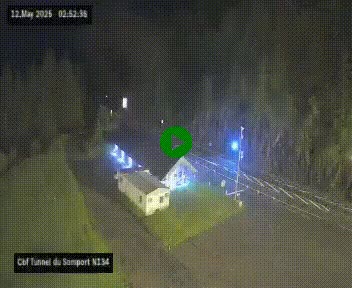 Webcam à l'entrée du tunnel du Somport, côté français, sur la N134, dans les Pyrénées, en direction de l'Espagne, à 1116 mètres d'altitude