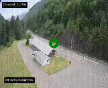 Webcam à l'entrée du tunnel du Somport, côté français, sur la N134, dans les Pyrénées, en direction de l'Espagne, à 1116 mètres d'altitude