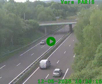 Caméra routière sur l'autoroute A20 au nord de Limoges, à la jonction avec la N520. Vue orientée vers Paris
