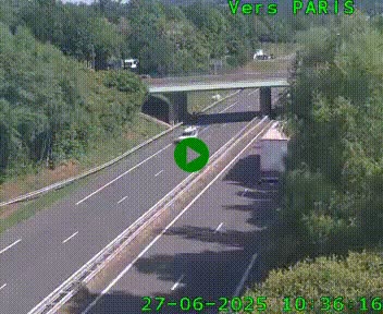 Caméra routière sur l'autoroute A20 au nord de Limoges, à la jonction avec la N520. Vue orientée vers Paris