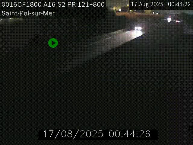 Webcam autoroute A16 à proximité de Dunkerque, à hauteur de la sortie Saint-Pol-sur-Mer. Vue orientée vers Calais