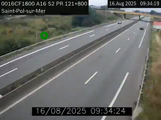 Webcam autoroute A16 à proximité de Dunkerque, à hauteur de la sortie Saint-Pol-sur-Mer. Vue orientée vers Calais