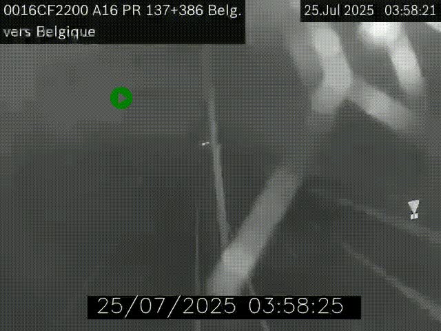 Webcam à la frontière franco-belge au niveau de Bray-Dunes/De-Panne sur l'autoroute A16. Vue orientée vers la Belgique