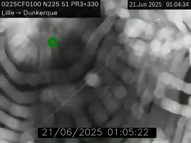 Webcam autoroute A25 (N225) à hauteur de Bergues (Bierne). Vue orientée vers Dunkerque.