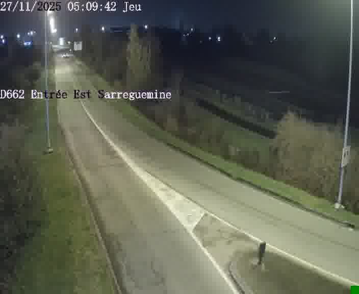 Point de vue trafic déployé sur D662 (France) à Sarreguemines, regardant vers Sarreguemines, aidant conducteurs et services à anticiper les flux.