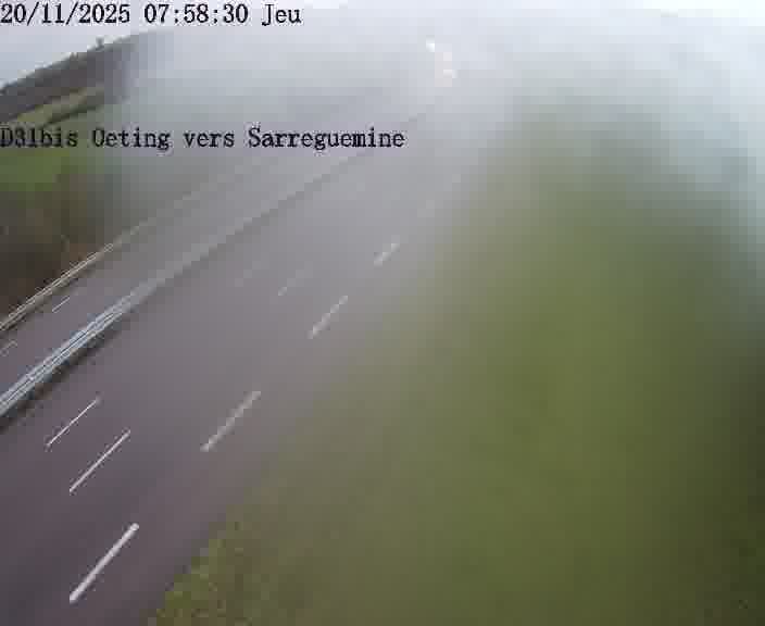 Webcam installée le long de D31bis (France) à Oeting, pointée vers Sarreguemines, utile pour suivre précisément les conditions de trafic.