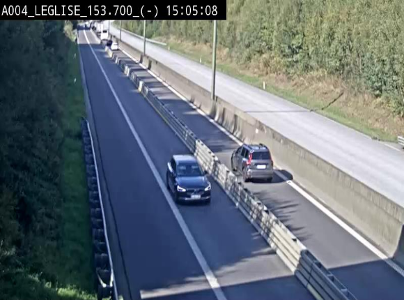 Webcam autoroute A4 (E411-E25) à Léglise, avant la jonction avec la N40. Vue orientée vers Bruxelles
