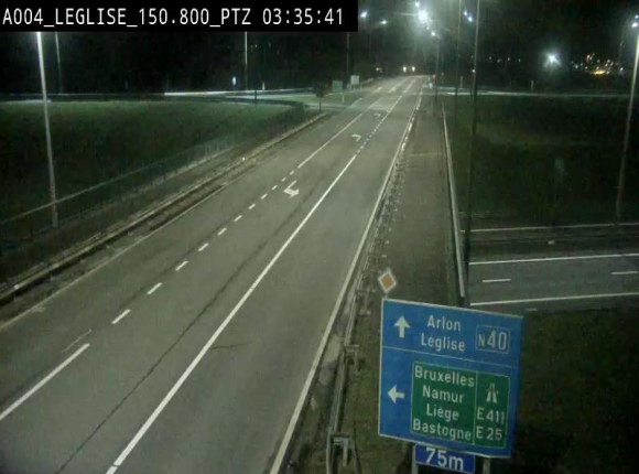 Webcam au-dessus de l'E411 sur la N40. Vue orientée vers Léglise en provenance de Neufchâteau