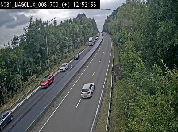 Webcam sur la N81 (E411) à hauteur de la jonction avec la N883. Vue orientée vers Longwy