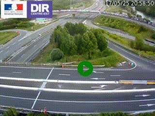 Webcam traffic à Grenoble-sud sur l'autoroute A480. Vue orientée vers l'entrée et la sortie de Grenoble
