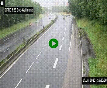 Webcam routière à hauteur de Bois-Guillaume en périphérie de Rouen. Vue orientée vers Rouen