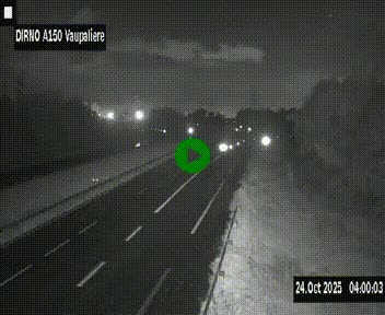 Webcam autoroute A150 à hauteur de La Vaupalière en périphérie de Rouen. Vue orientée vers Rouen