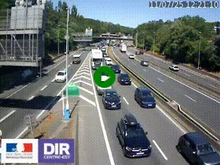 Caméra autoroute sur A6 - Valvert, près de Lyon, en direction de Paris, à hauteur de la sortie 36 Porte du Valvert