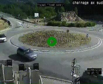 Webcam au nord d'Ax-les-Thermes au niveau de l'aire de chaînage de la N20. Vue orientée vers les Pyrénées, en direction de Pas de la Case
