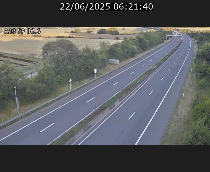 Webcam info trafic A13 à hauteur de Mondorf-les-bains. Vue orientée vers Altwies