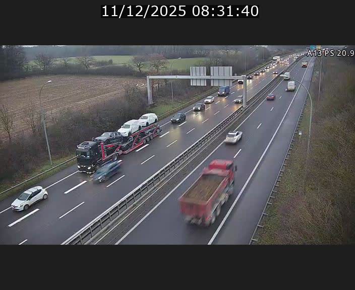 Traffic live webcam Luxembourg Croix de Bettembourg, rond-point d'Hellange - A13 direction Allemagne - BK 20.9
