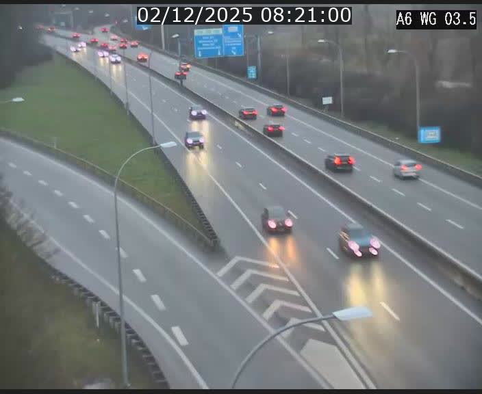 Traffic live webcam Luxembourg - Croix de Cessange - A6 - BK 3.5 - direction France/Allemagne