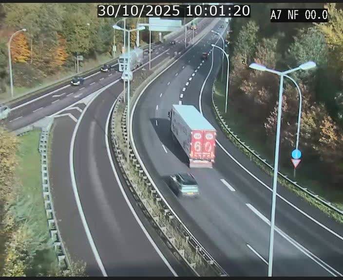Caméra autoroute Luxembourg A7 - Echangeur A1/A7 Grünewald direction Tunnel Stafelter
