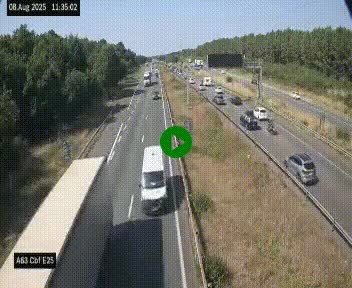 Webcam autoroute A63 en périphérie de Bordeaux au sud-est de la ville, en provenance du bassin d'Arcachon. Vue orientée vers Bordeaux
