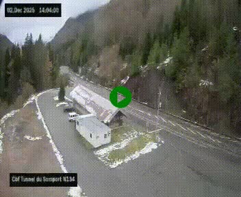 Webcam à l'entrée du tunnel du Somport, côté français, sur la N134, dans les Pyrénées, en direction de l'Espagne, à 1116 mètres d'altitude