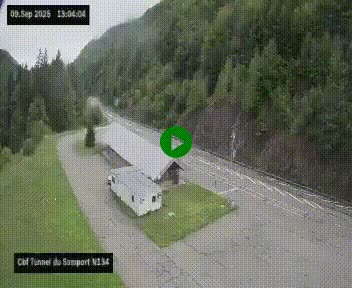 Webcam à l'entrée du tunnel du Somport, côté français, sur la N134, dans les Pyrénées, en direction de l'Espagne, à 1116 mètres d'altitude