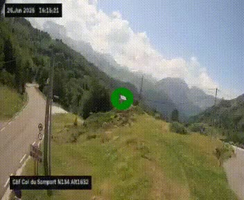 Webcam au col du Somport, côté français, sur la N134, dans les Pyrénées, en direction de l'Espagne, à 1632 mètres d'altitude
