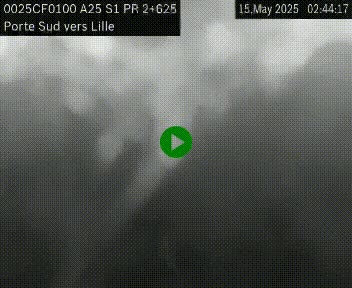 Webcam autoroute A25 sur le périphérique de Lille à hauteur de Lille-Sud et la sortie 3 Faches-Thumesnil. Vue orientée vers Lille-Centre.