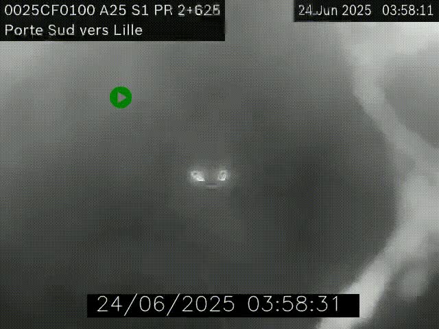 Webcam autoroute A25 sur le périphérique de Lille à hauteur de Lille-Sud et la sortie 3 Faches-Thumesnil. Vue orientée vers Lille-Centre.